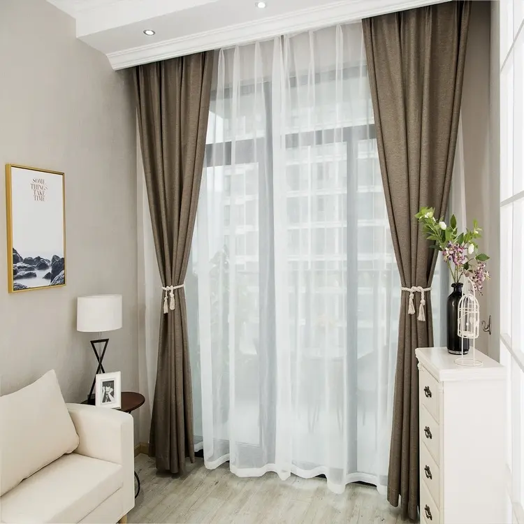 Manufactory hot sale brown latest price blackout curtain designs for hotel window