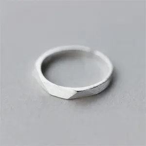 925 Sterling Zilver Eenvoudige Geborsteld Cut Open Ringen Voor Vrouwen Sieraden