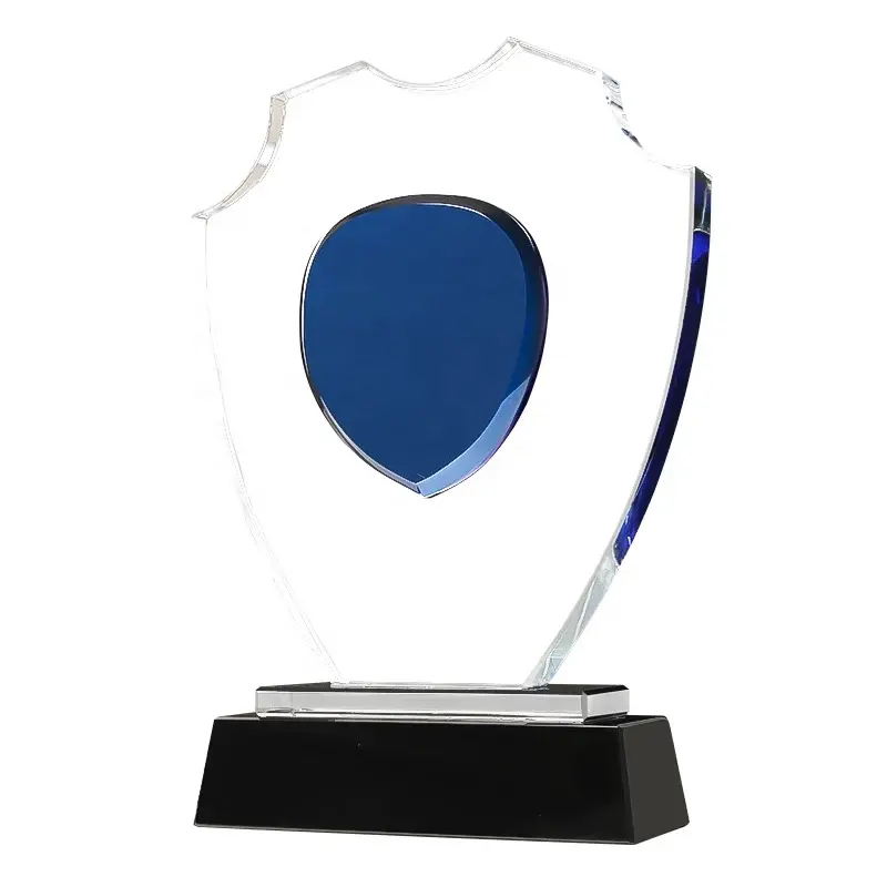 Honor of crystal Wholesale Uv Colour Printing Logo Blank Shield Crystal Diamond Awards Trophies For Army Memorial Gift