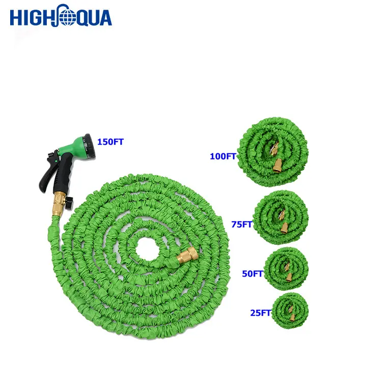 High quality 50ft natural latex garden hose pipe with metal fittings