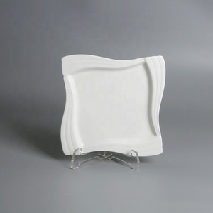 Microondas grace <span class=keywords><strong>ola</strong></span> de diseño borde blanco de cerámica cuadrada de la placa de la cena para <span class=keywords><strong>restaurante</strong></span> - Product Image 3