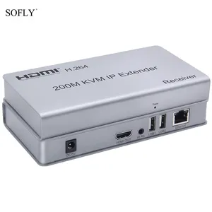 SOFLY HDMI 200M موسع عبر بروتوكول الإنترنت دعم الأشعة تحت الحمراء للتحكم عن بعد و KVM وظيفة