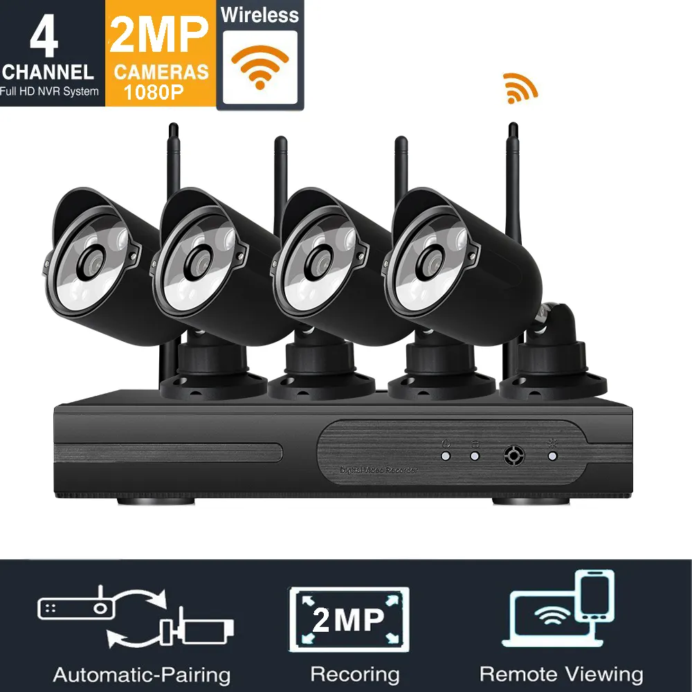 1080P Wi-Fi сигнализация дома безопасности 2mp rohs камеры безопасности комплект DVR 4 камер с ночного видения легко удаленный