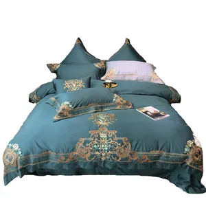 Sábana de cama de lujo, juego de fundas de almohada y edredón, tejido de China, bordado, 100% algodón, el proveedor más barato, 40 unidades