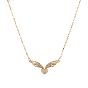 44396 Hot sale beautiful ladies jewelry newest style wing add heart shaped pendant necklace