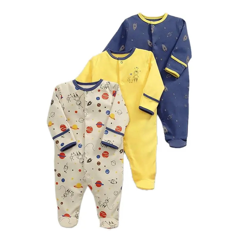 Großhandel benutzer definierte Langarm kleine Blumen fuß Pyjama Baby Stram pler für Mädchen