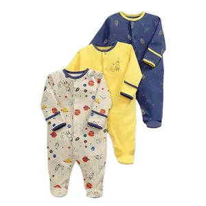Groothandel Custom Lange Mouwen Weinig Bloemen Footed Pyjama Baby Romper Voor Meisjes