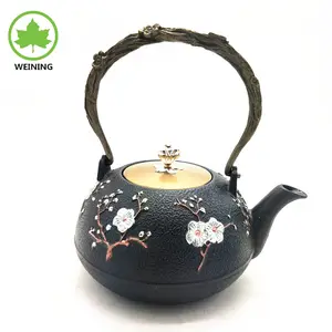 厂家直销铸铁日本茶壶茶壶耐用，带全搪瓷内饰，黑色