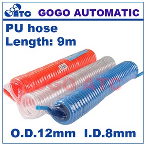 Высококачественная Длина 9 м наружный диаметр 12 мм внутренний диаметр 8 мм PU12 * 8 + быстрый соединитель пружинный гибкий шланг из полиуретана - Product Image 2
