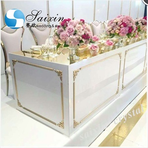 Hermosa mesa nupcial blanca rectangular <span class=keywords><strong>para</strong></span> boda con <span class=keywords><strong>detalles</strong></span> dorados - Product Image 4