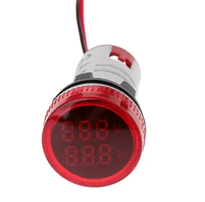 Amperímetro y voltímetro redondo para coche y motocicleta, pantalla Digital LED de 0a 500v 30A, amperímetro y voltímetro