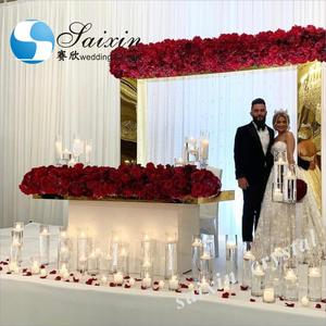 طاولة عروس مستطيلة ذهبية بمرآة لتزيين حفلات الزفاف - Product Image 4