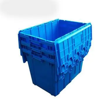 wholesale plastic large moving boxes hinged storage container nested and stacked storage boxes