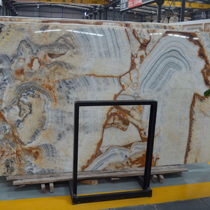 Traditional Chinese Painting Stone Onyx Gold Veins White Marble