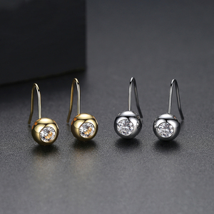 LUOTEEMI — boucles d'oreilles simples coréennes, bijou rond en pierre CZ, Simple - Product Image 4