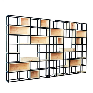Gran multifuncional decoración Bookshleves Industrial alto ancho negro estantería rústica de hierro forjado estantería de <span class=keywords><strong>madera</strong></span> - Product Image 2