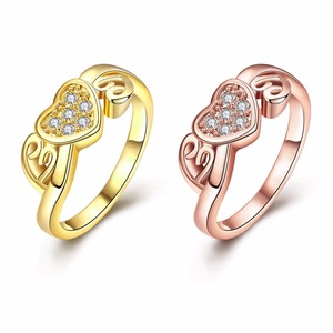 Or-plaqué or <span class=keywords><strong>rose</strong></span> cube zircon en forme <span class=keywords><strong>de</strong></span> coeur 7 #8 # femmes bague <span class=keywords><strong>de</strong></span> mariage - Product Image 1