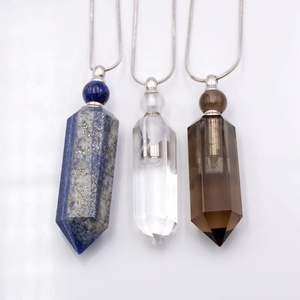 Natural Gemstone Perfume Bottle <strong>Necklace</strong> Rose Quartz Pendant <strong>Amethyst</strong> Magical Medicine Bottle Essential Oils Diffuse <strong>Necklaces</strong> - Product Image 4