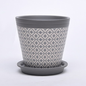 Precio barato al por mayor jardín de casa pequeñ<span class=keywords><strong>a</strong></span> maceta de flores de arcilla hecha <span class=keywords><strong>a</strong></span> mano olla con bandeja - Product Image 4