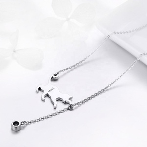 GN08 moda sürgülü hakiki 925 ayar gümüş sevimli Pet kedi kedi uzun zincir kolye bayanlar ayar takı - Product Image 4