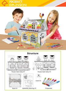 Niños <span class=keywords><strong>3D</strong></span> rompecabezas DIY cartón Casa de color del Doodle del Aqua con jadeo pluma - Product Image 3