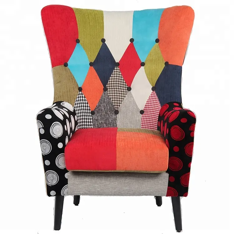 Style européen Patchwork Fauteuil Fauteuils D'appoint pour le salon, Chaise De Loisirs Avec Bras