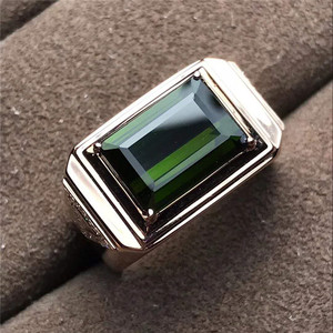 Individueller Schmuck Aangepaste Sieraden Natuurlijke Groene Toermalijn Ringen Voor Mannen 18K Gouden Ring Met Zuid-afrika Echte Diamanten