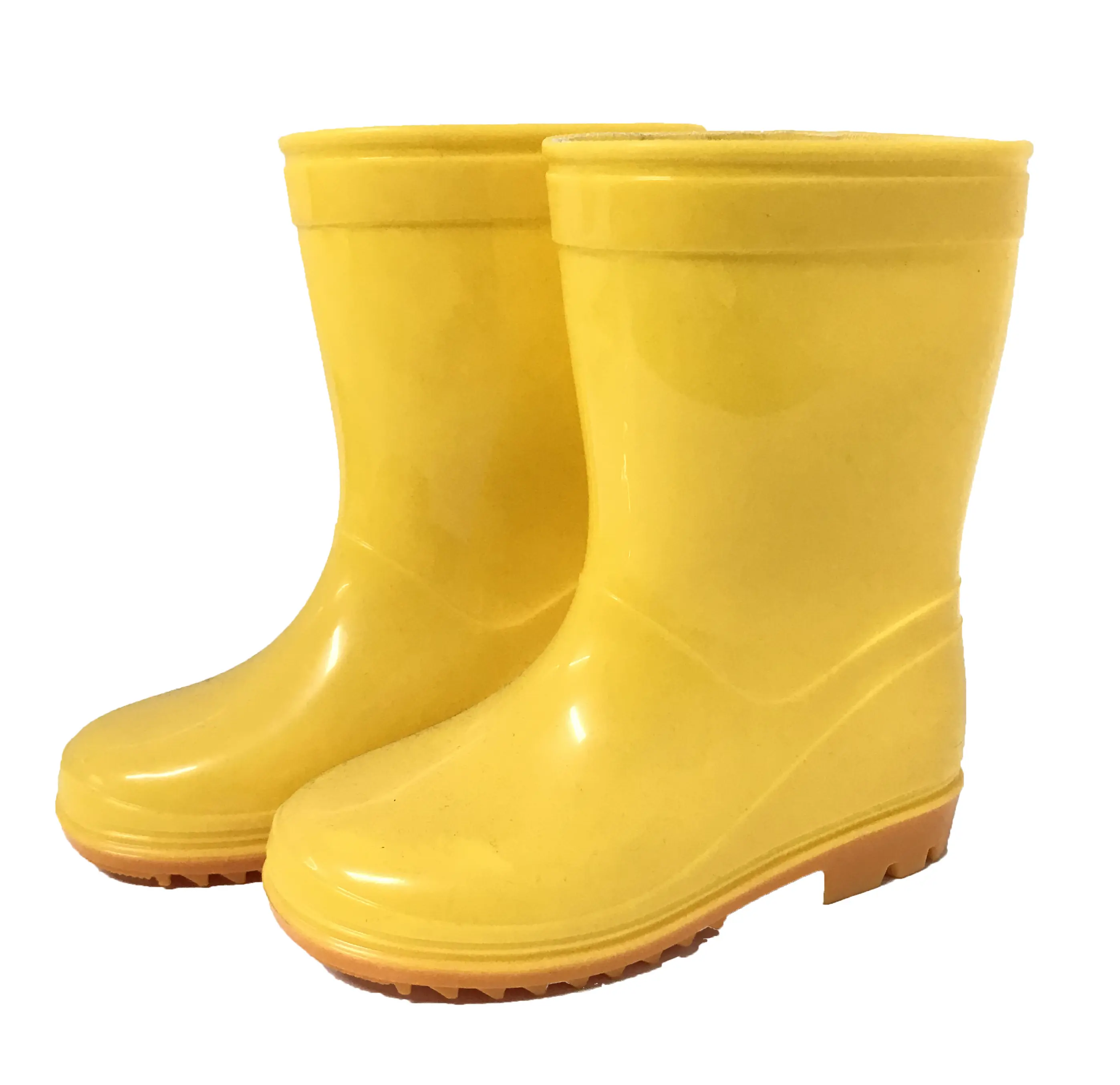 Yellow children short kids PVC rain boots