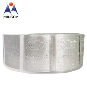 Minsda Custom Embossed 3D Wein Metall Etikett Aluminium Aufkleber Wein Etikett