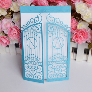Invitaciones de <span class=keywords><strong>la</strong></span> ducha de bebé suministros de boda decoraciones de fiesta de artesanías de papel hueco Boda Invitaciones tarj - Product Image 6