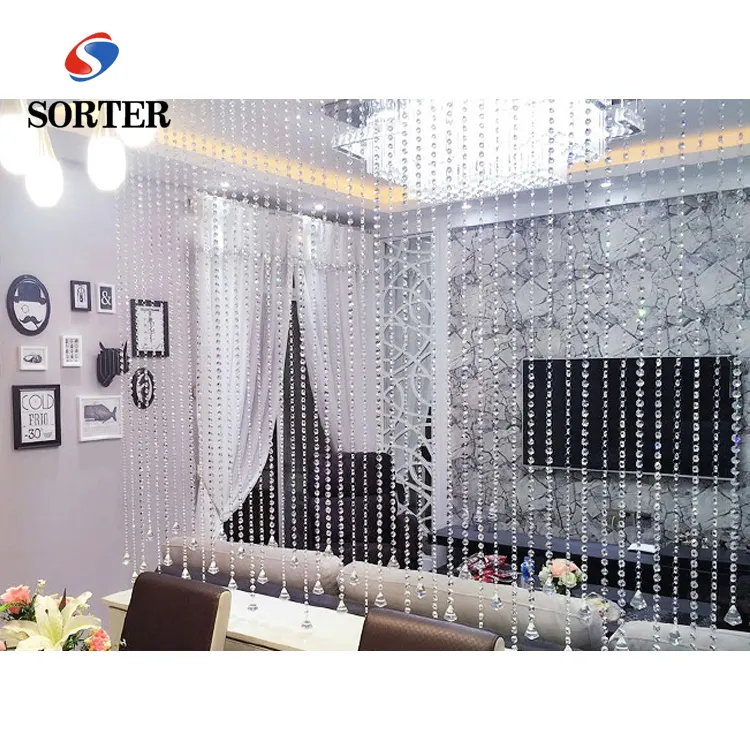 high quality iridescent real crystal glass bead curtain
