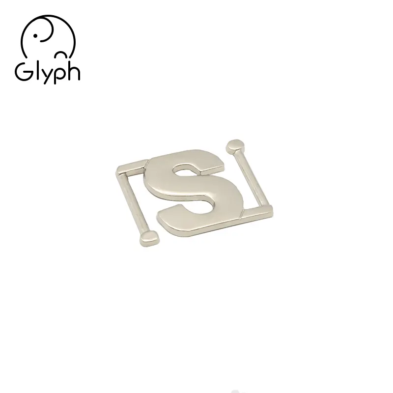 Wholesale fashion hardware metal sliver custom S belt buckle letter for handbag