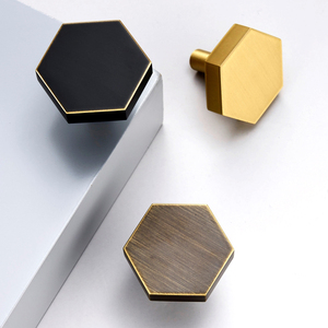 Bắc Âu Vàng Tươi Đen Bronze Brass Đồ Nội Thất Xử Lý Ngăn Kéo Hình Lục Giác Núm C-1741 - Product Image 5