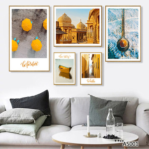 Salon Salle À Manger Décoration <span class=keywords><strong>Bateau</strong></span> Paysage Plage Bâtiment 3D Mur Art Photo Peinture - Product Image 1