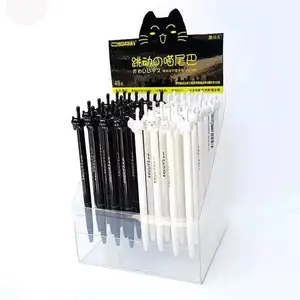 Caneta de gel criativa cauda de gato, papelaria bater caneta gel branca preta