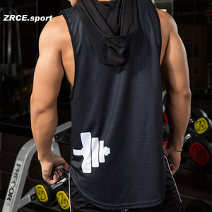 Commercio all'ingrosso della fabbrica di sport estivi all'aperto gilet da <span class=keywords><strong>uomo</strong></span> con cappello Logo personalizzato corsa palestra allenamento canotta da <span class=keywords><strong>uomo</strong></span>