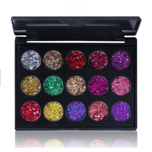 15 Colors High Pigment Customize Private Label Eyeshadow Palette Long lasting no flying Shimmer Glitter Eyeshadow Palette makeup