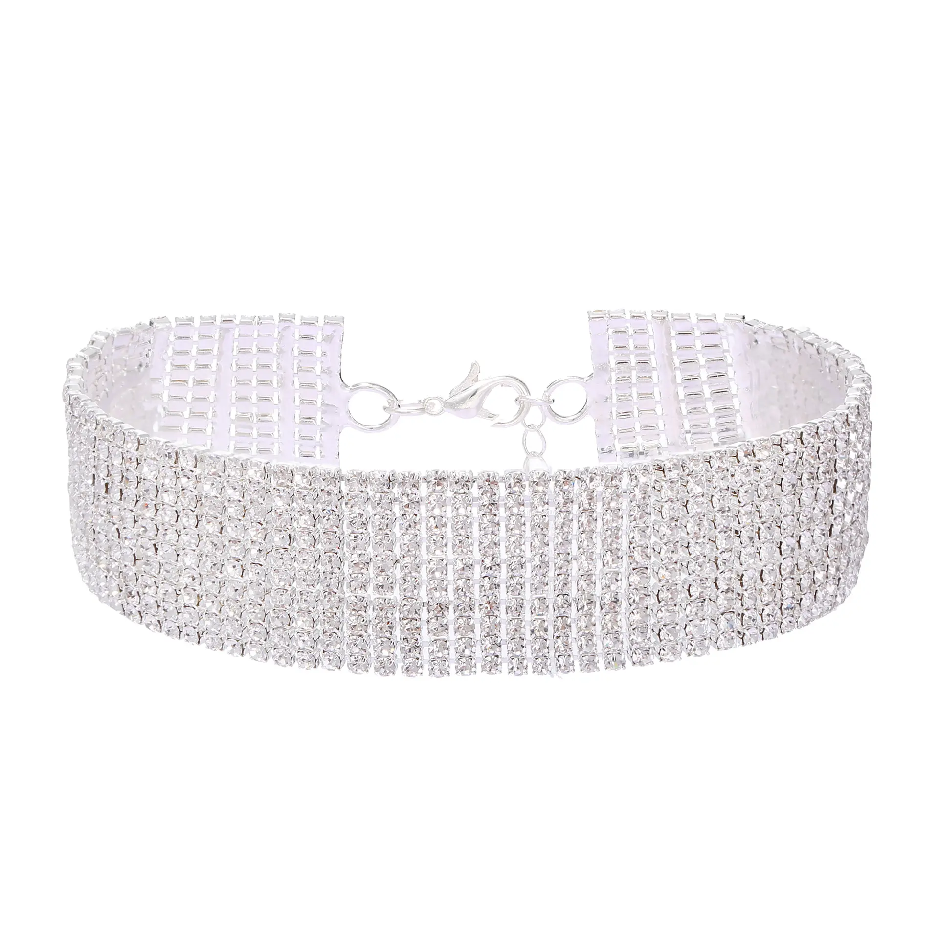 ขายร้อน Rhinestone Bling Bling สร้อยคอ Choker อัญมณีคริสตัล Luxury Chokers Chunky Y สร้อยคอผู้หญิงเครื่องประดับ