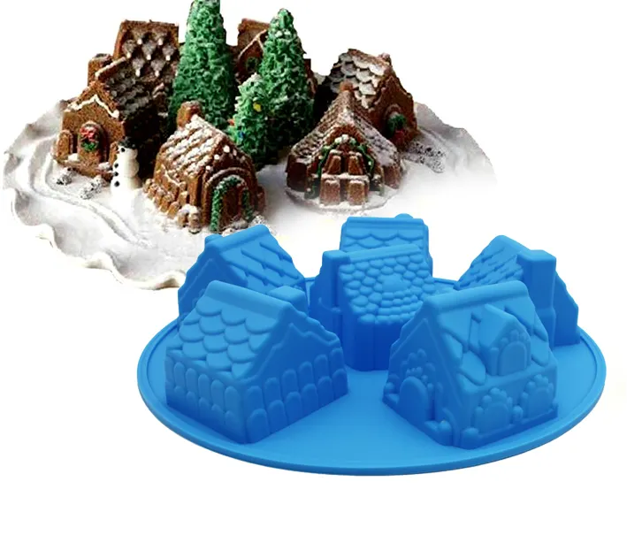 DIY 3D Christmas Gingerbread House Shape Christmas Resin Mold,Christmas Silicone Cake molds