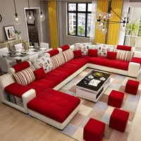 Fábrica de muebles, sala de estar, conjunto de cama, sofá de tela, sofá seccional en forma de U