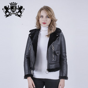 Venta caliente nuevos diseños de las mujeres de piel de <span class=keywords><strong>oveja</strong></span> negro rizo de piel chaquetas abrigos - Product Image 2