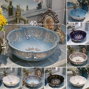 Jingdezhen vari tipi di colore satinato a forma di fiore di arte ceramica sopra il contro bacino volto lavello per la casa