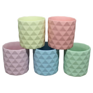 Color brillante artículo del regalo de vacaciones en relieve de la superficie de cerámica mini jardín olla planta - Product Image 1