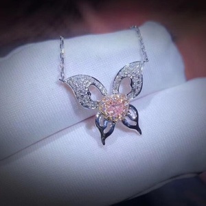 Custom AGL reale rosa del <span class=keywords><strong>diamante</strong></span> del pendente della farfalla 18k <span class=keywords><strong>collana</strong></span> in oro per le donne - Product Image 1