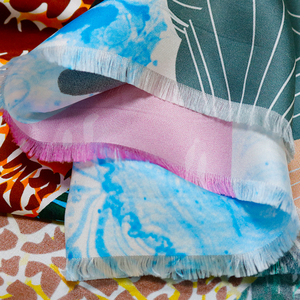 OEM tùy chỉnh in kỹ thuật số động vật Twill rìa dài khăn choàng khăn lụa dài rìa - Product Image 3