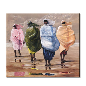 Arte de decoración de pared para mujer africana, pintura al óleo sobre lienzo abstracta de gran tamaño, venta al por mayor - Product Image 1