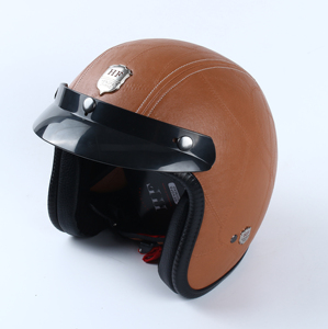 3/4 Retro mở mặt xe máy Mũ bảo hiểm trong da vải máy bay phản lực phong cách mở mặt cổ điển xe máy Mũ bảo hiểm - Product Image 6
