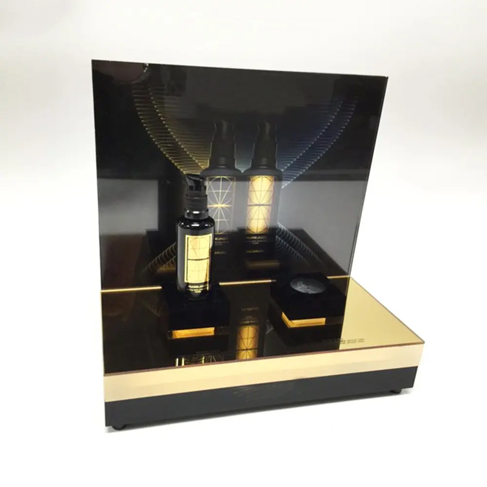 Allsome — présentoir de miroir doré pour femmes, appareil en plexiglas noir, pour exposer les produits cosmétiques, soins de la peau, vitrine