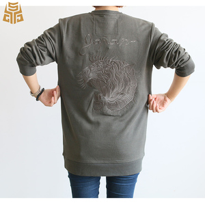 Primavera de cuello redondo de Color sólido de capucha de manga larga con <span class=keywords><strong>bordado</strong></span> de tigre de <span class=keywords><strong>Jersey</strong></span> sudaderas para mujer - Product Image 4