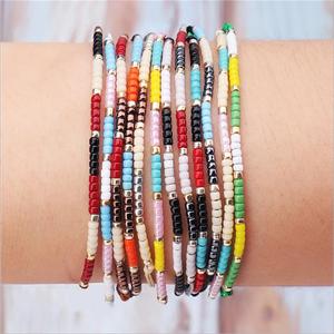 BM1004 Delicate Minimal Fine Seed Beaded <strong>Stacking</strong> <strong>Bracelets</strong>, Dainty Tiny Miyuki Seed Bead Adjustable <strong>Bracelets</strong> for Women - Product Image 2